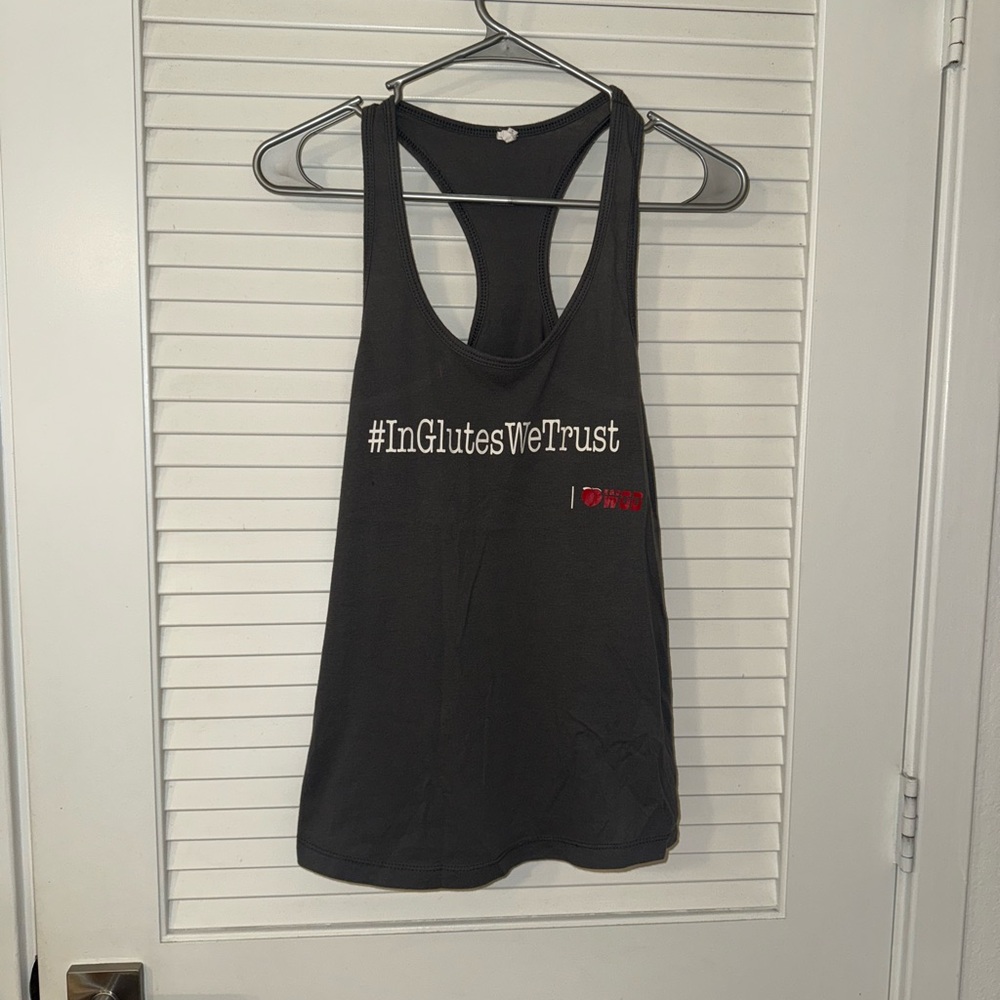 #InGlutesWeTrust Racerback Tank – Size M